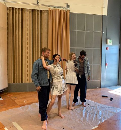 Cast members Jarrett Ott, Emily D'Angelo, Amanda Majeski and Ben Bliss in rehearsal