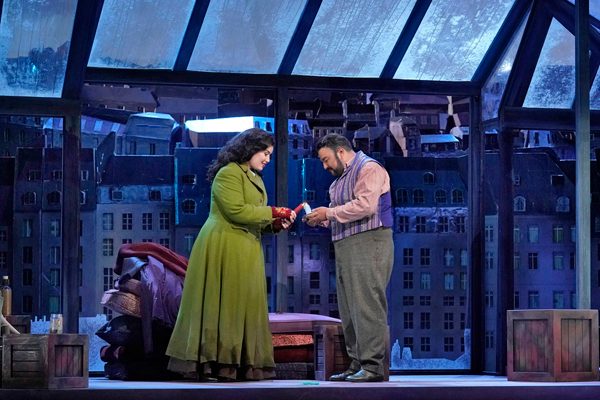 Vanessa Vasquez (Mimì) and Mario Chang (Rodolfo). Photo by Ken Howard.